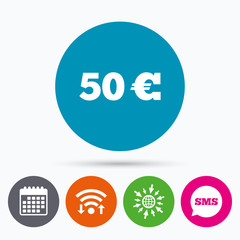 50 Euro sign icon. EUR currency symbol.