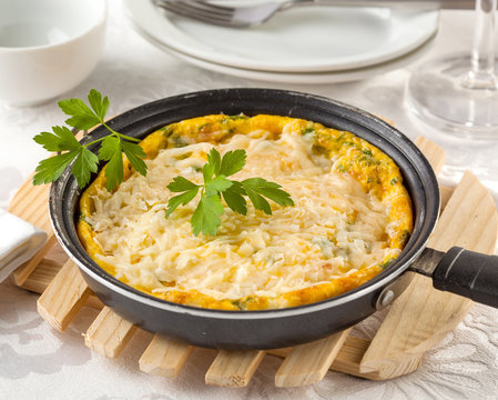 Cheese frittata, typical dish from Italy