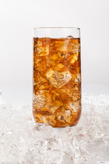 glass cup with ice and drink