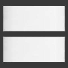 Two horizontal vector roll blank banners on black