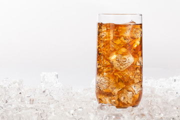 glass cup with ice and drink