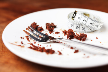 Eating chocolate cake