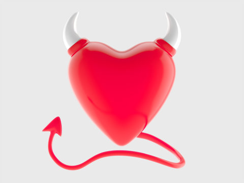 Hearts devil.isolated on white.3d rendering