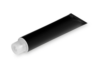 Tube of black color on a white background