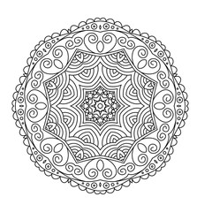 Round ornament. Mandala. Abstract background. Design for adult coloring page