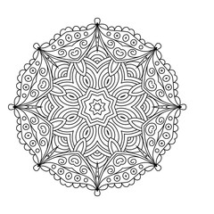 Round ornament. Mandala. Abstract background. Design for adult coloring page