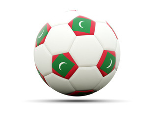 Obraz premium Flag of maldives on football