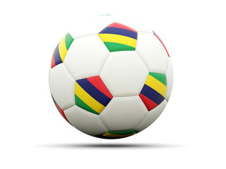 Obraz premium Flag of mauritius on football