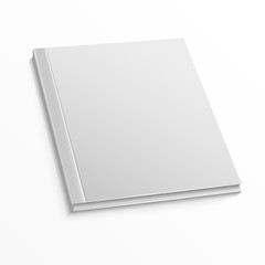 Blank magazine cover template on white background. Mockup for book or magazine, blank mockup with hard cover for catalog and booklet. Vector illustration mock up