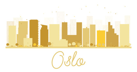 Oslo City skyline golden silhouette.