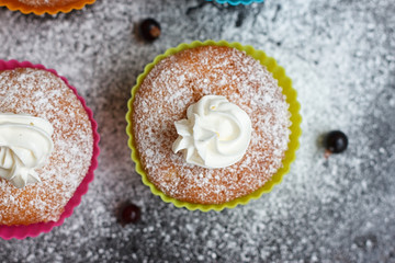 Muffins in colorful silicone forms