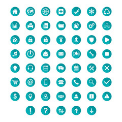 set flat icon circle teal