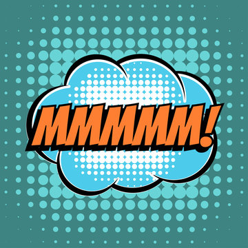 Mmm comic book bubble text retro style