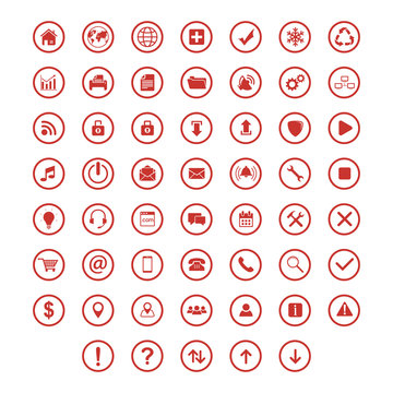 set icon flat with ring circle red