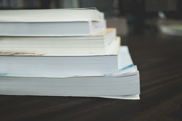 Many color books on the table
