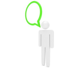 3d man with talk bubbles isolated over a white background. 3d rendering.