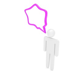 3d man with talk bubbles isolated over a white background. 3d rendering.