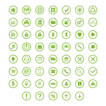 set icon flat with ring circle green