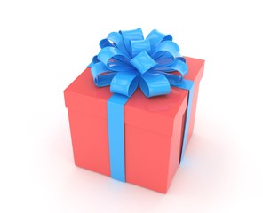 gift box with bows isolated on white. 3d rendering.