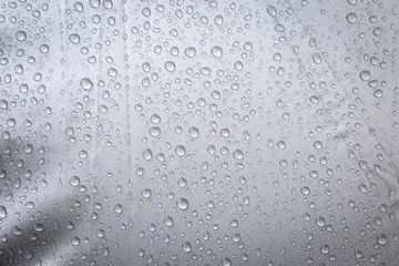 Rain drop on grey umbrella background