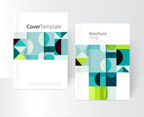 Vector book cover design creative concept  catalog, report, brochure. Black, Blue and green abstract geometric shapes. Squares, triangles and circles vector-stock EPS 10. a4 size