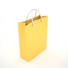 Paper Shopping Bag isolated on white background. 3d rendering.