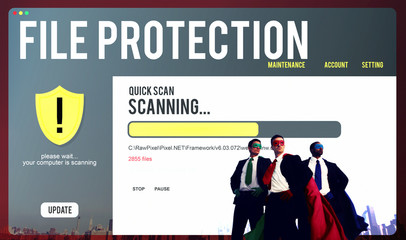 Data File Protection Firewall Malware Removal Concept