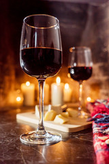 wine and a fire
