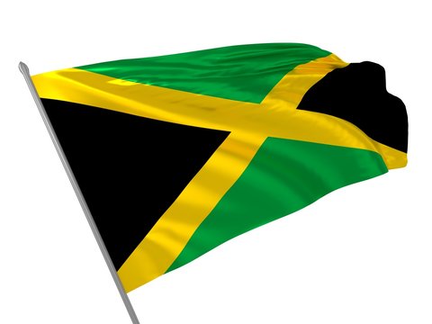 Flag of Jamaica waving in the wind