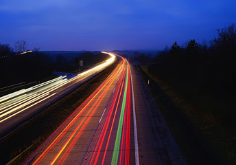 Lines of light cars.