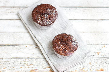 Two chocolate muffin
