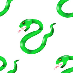 Naklejka premium Green Snake Seamless Background. Animal Pattern. Attack Crawling Danger Predator
