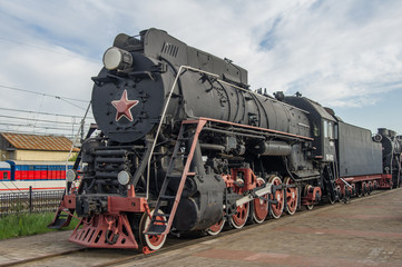 Fototapeta premium steam locomotive standing at the museum