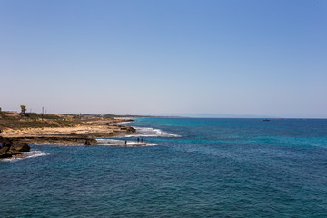 Fototapeta na wymiar Coastline view from a height Rosh HaNikra, Israel