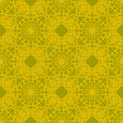 Seamless Texture on Brown. Element for Design. Ornamental Backdrop. Pattern Fill. Ornate Floral Decor for Wallpaper. Traditional Decor on Background