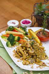 mushroom and chicken with vegetable