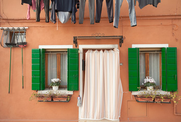 Detail of a traditional house in Burano island, Venice