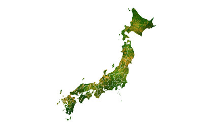 Japan country map detailed visualisation