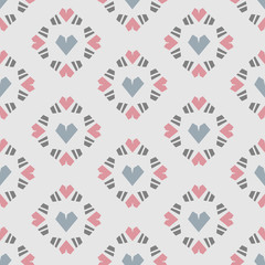 Seamless pattern heart tile on white background