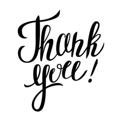 Thank you hand lettering. Vector illustration with lettering "Thank you!" isolated on white background.