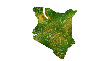 Kenya country map detailed visualisation