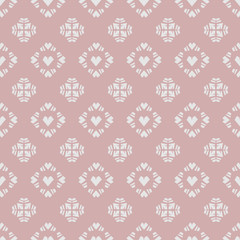 Seamless pattern heart tile on pink background