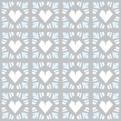 Seamless pattern heart tile and grid background