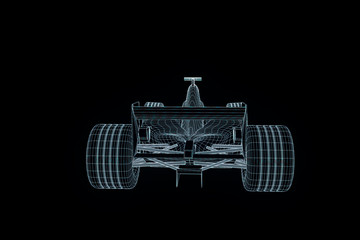Racing Car Hologram Wireframe. Nice 3D Rendering

