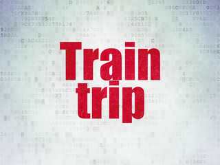 Travel concept: Train Trip on Digital Data Paper background