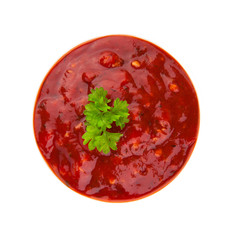 Red sauce isolated on white background