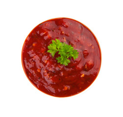 Red sauce isolated on white background