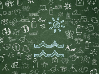 Vacation concept: Beach on School board background