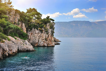 Obraz premium Beautiful seascape with rocky islands. Aegean sea. Turkey