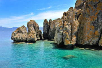 Beautiful seascape with rocky islands. Aegean sea. Turkey